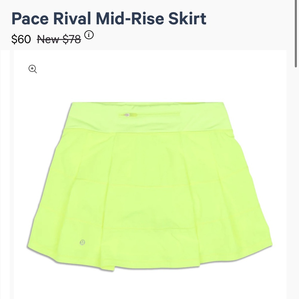 Lululemon Pace rival mid rise skirt